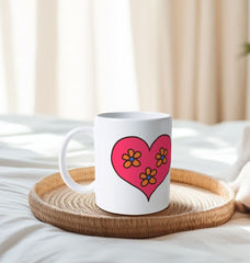 Pop Art Floral Heart Natural Ceramic Mug