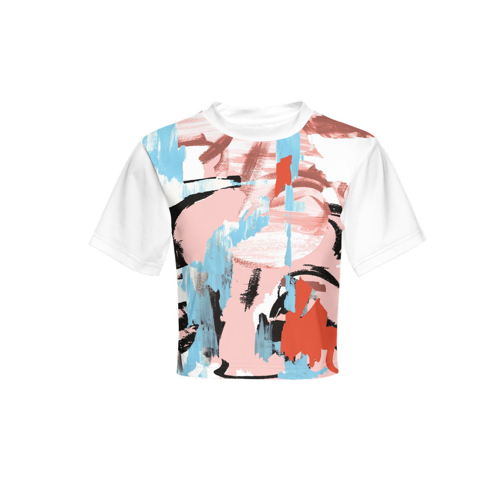 Cropped T Shirt Abstract Design