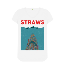 Reduce Plastic Graphic V Neck T Shirt Organic White