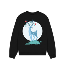 Christmas Reindeer Crewneck Sweatshirt Black