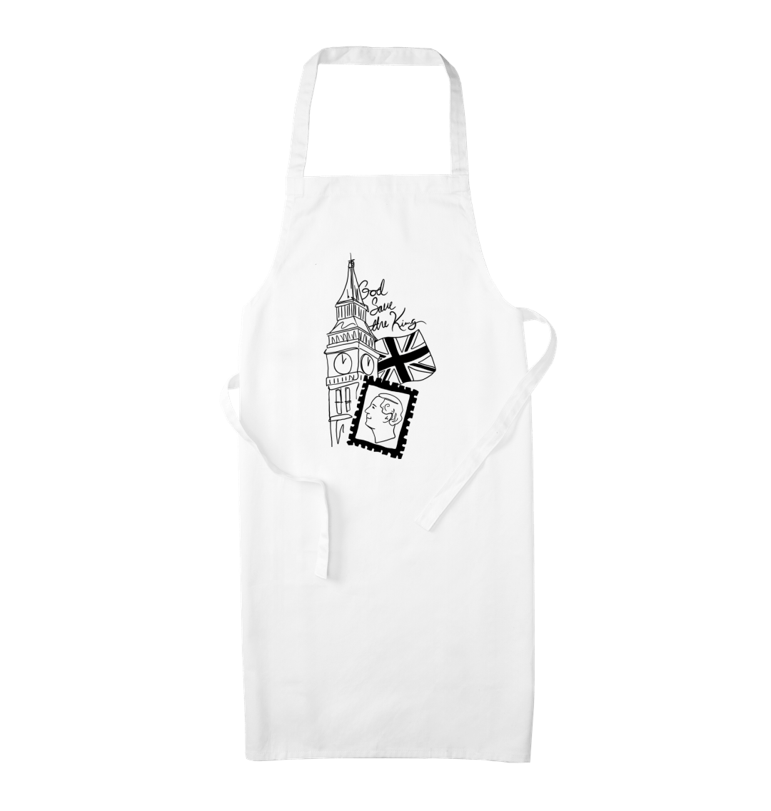 Celebrate The British Monarchy Organic Cotton Kitchen Apron White One Size