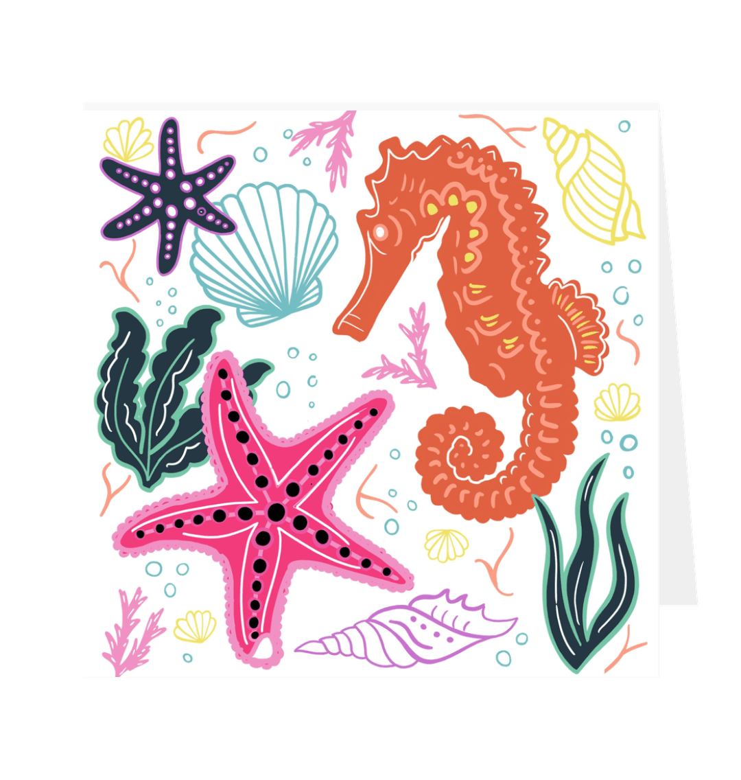 Marine Life Greetings Card White 12.5cm x 12.5cm