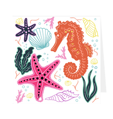 Marine Life Greetings Card White 12.5cm x 12.5cm