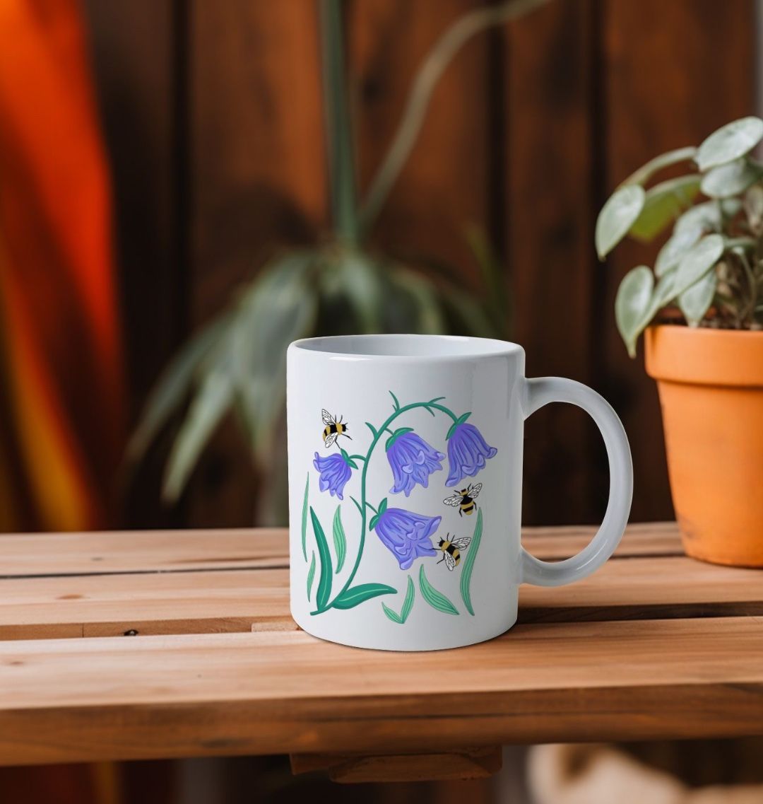 Floral Bluebells Natural Ceramic Mug