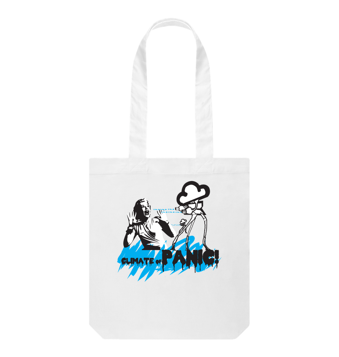 Organic Cotton Printed Tote Bag Climate of Panic White One Size