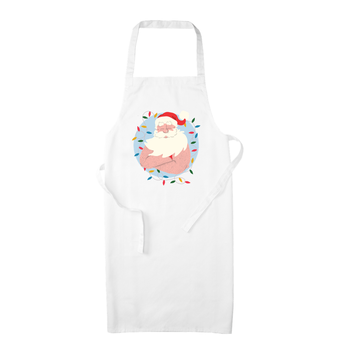 Father Christmas Print Baking Apron White One Size