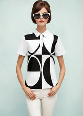 60s Monochrome Polo Top Retro