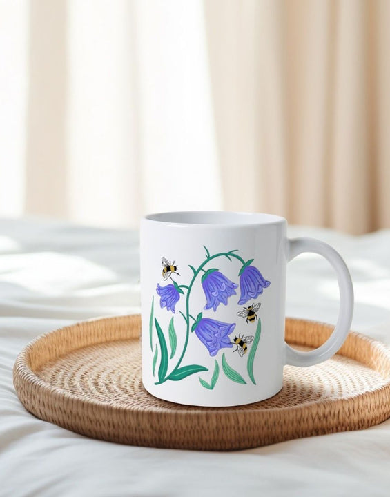 Floral Bluebells Natural Ceramic Mug