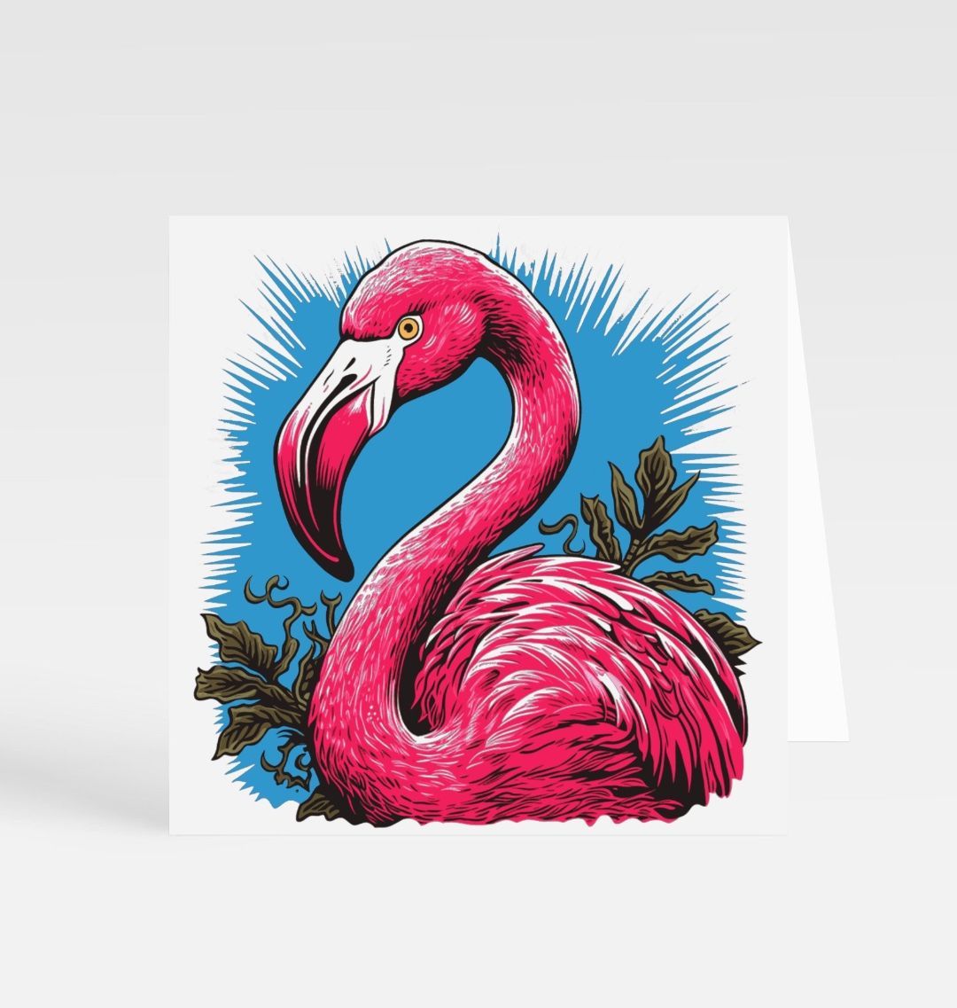 Pink Flamingo Greetings Card