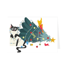 Funny Christmas Card Cat And The Christmas Tree White 5