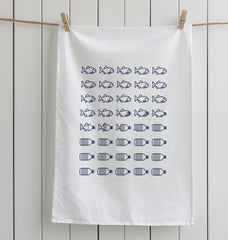 Organic Cotton Tea Towel Plastic Fish Print