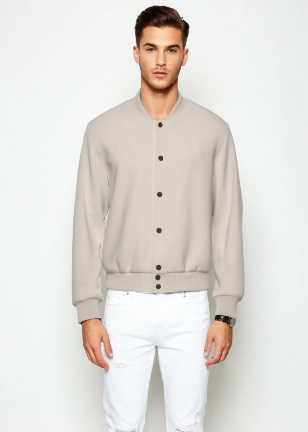 Beige Bomber Jacket Men