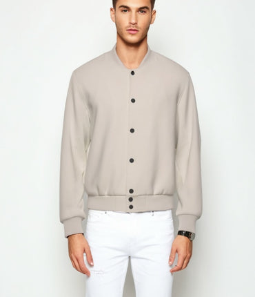 Beige Bomber Jacket Men