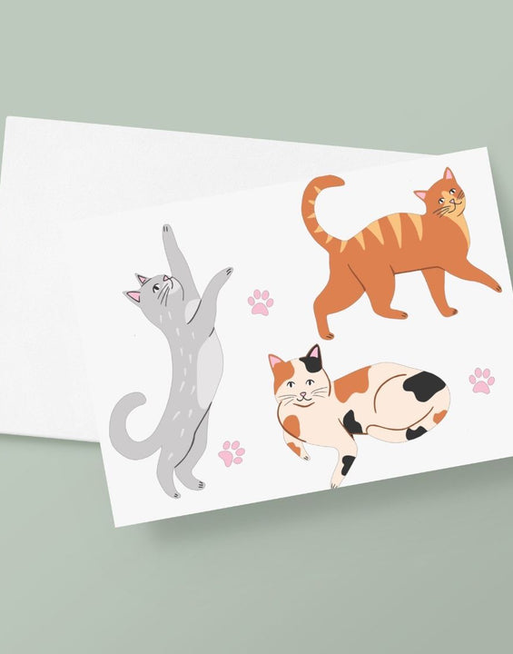 Playful Cats Greetings Card