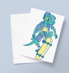 Dinosaur Skateboarding Greetings Card