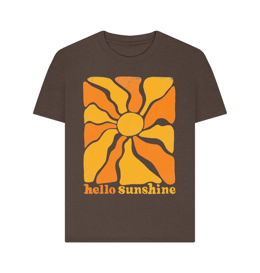 70s Retro Graphic Organic Summer T Shirt Chocolate