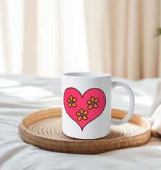 Pop Art Floral Heart Natural Ceramic Mug