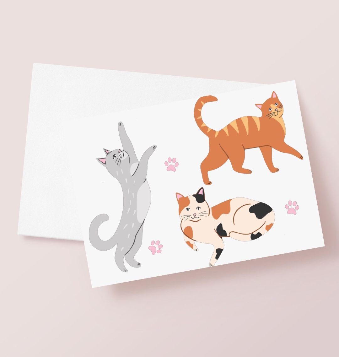 Playful Cats Greetings Card