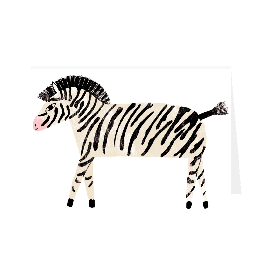 Cute Zebra Greetings Card White 5