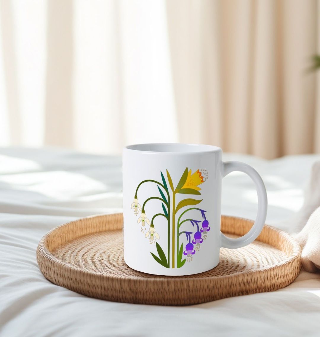 Natural Ceramic Mug Floral