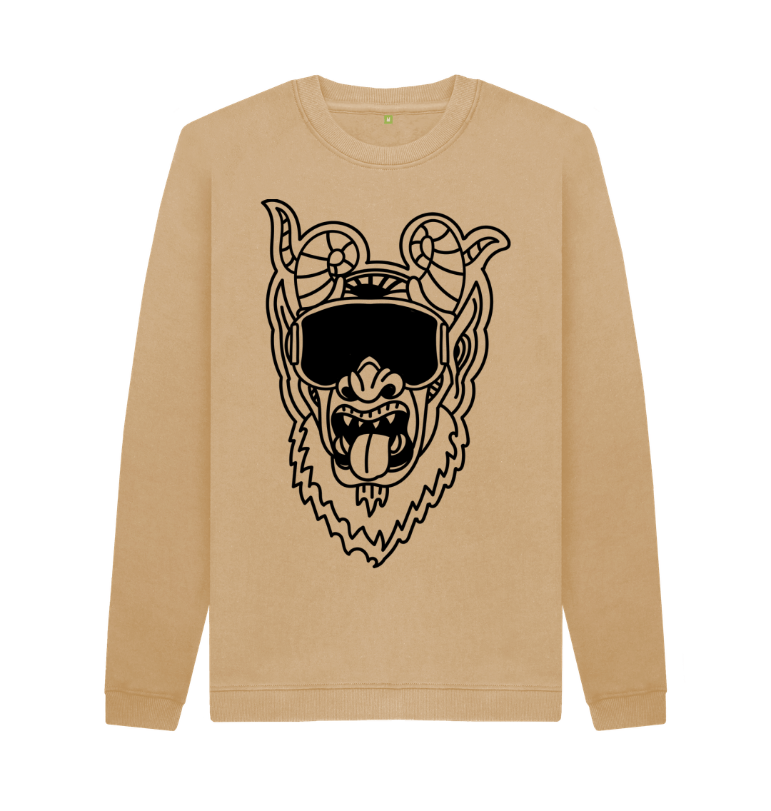 Graphic Crewneck Sweatshirt Monster Comic Sand