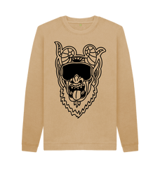 Graphic Crewneck Sweatshirt Monster Comic Sand