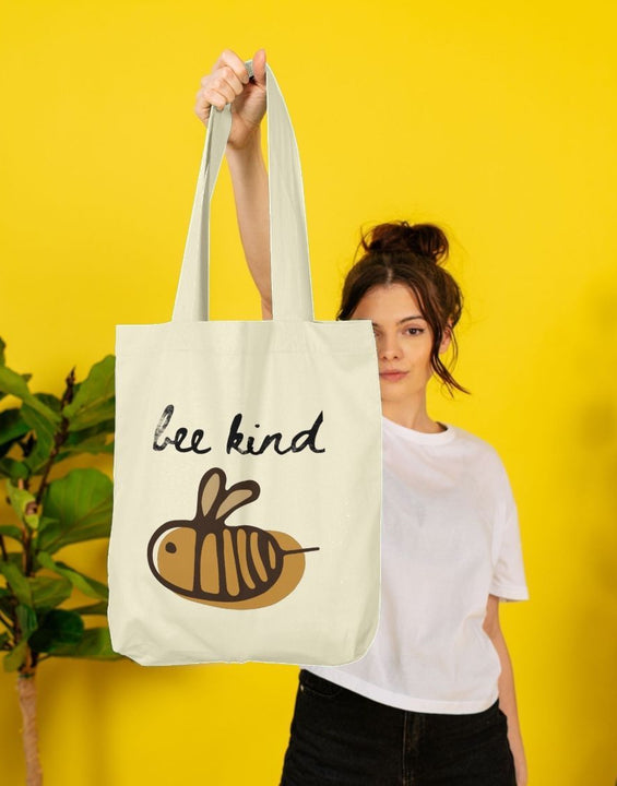 Organic Cotton Tote Bag Graphic Bee Kind