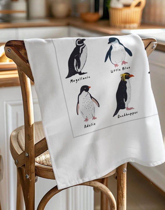 Organic Cotton Tea Towel Types Of Penguins