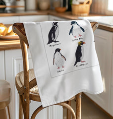 Organic Cotton Tea Towel Types Of Penguins