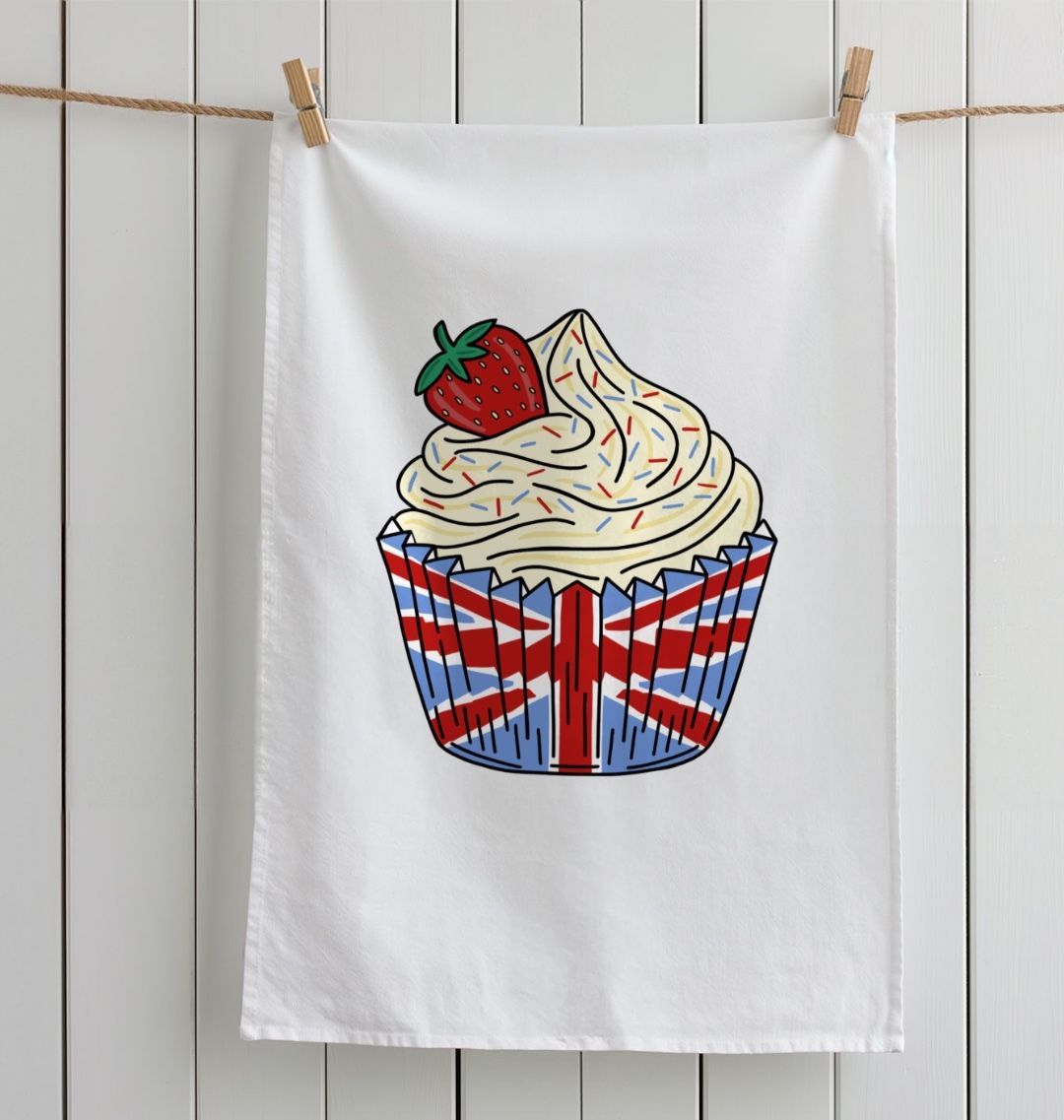 British Cup Cake Organic Cotton Tea Towel