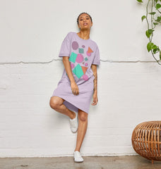 Retro 80s Oversized T Shirt Dress Lilac