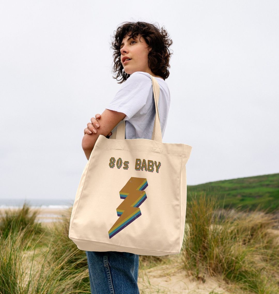 Retro 80s Baby Organic Cotton Tote Bag