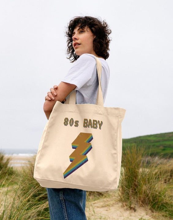 Retro 80s Baby Organic Cotton Tote Bag