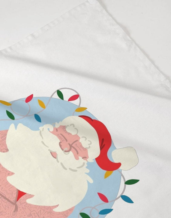 Father Christmas Printed Tea Towel Cotton