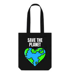 Save the Planet Organic Cotton Tote Bag Black Black One Size