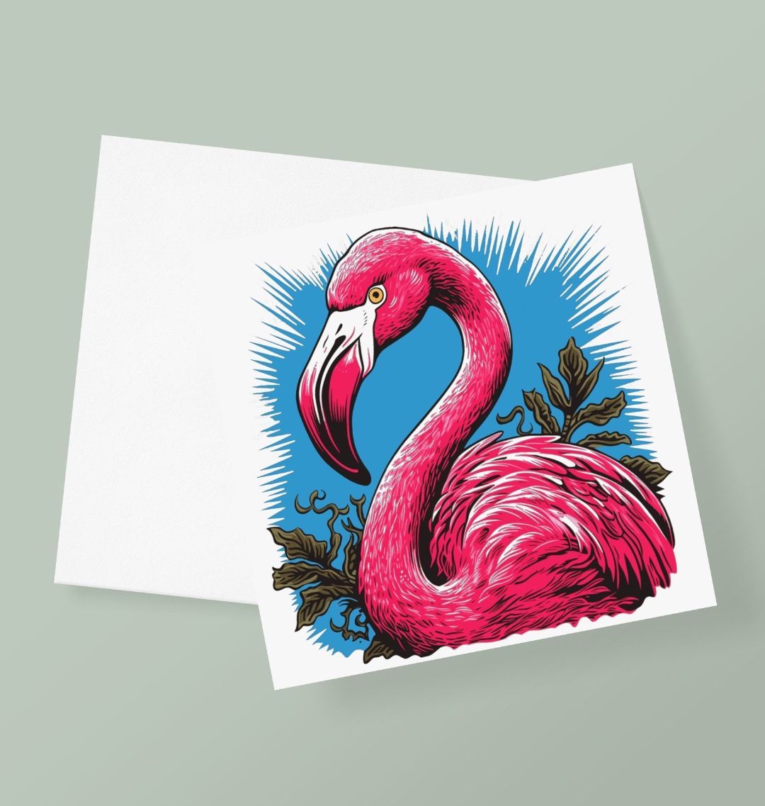 Pink Flamingo Greetings Card