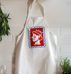 British Queen Stamp Organic Cotton Kitchen Apron