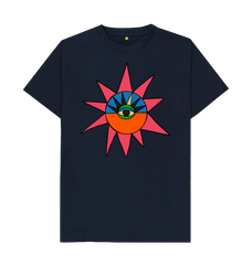 Retro Streetwear Sun Eye Graphic T-Shirt Organic Navy Blue