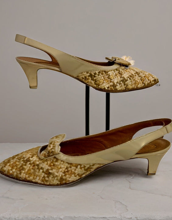 Vintage 60s Mod Slingback Shoes Heeled