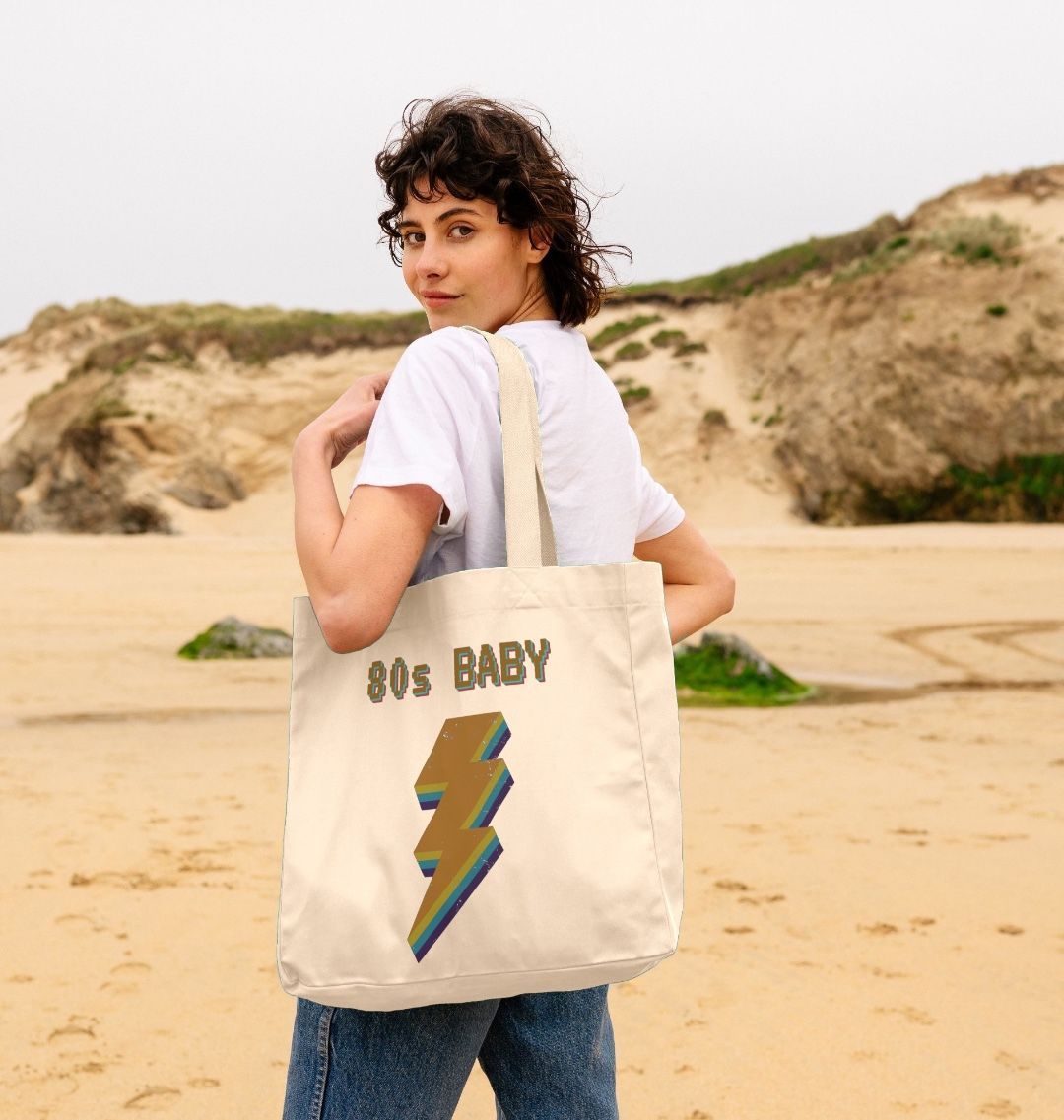 Retro 80s Baby Organic Cotton Tote Bag