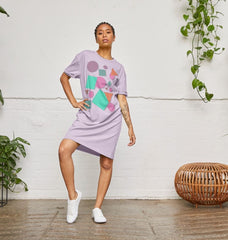 Retro 80s Oversized T Shirt Dress Lilac