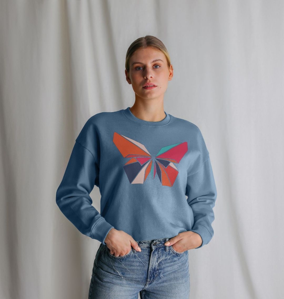 80s Retro Butterfly Sweatshirt Organic Cotton