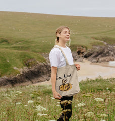 Organic Cotton Tote Bag Graphic Bee Kind