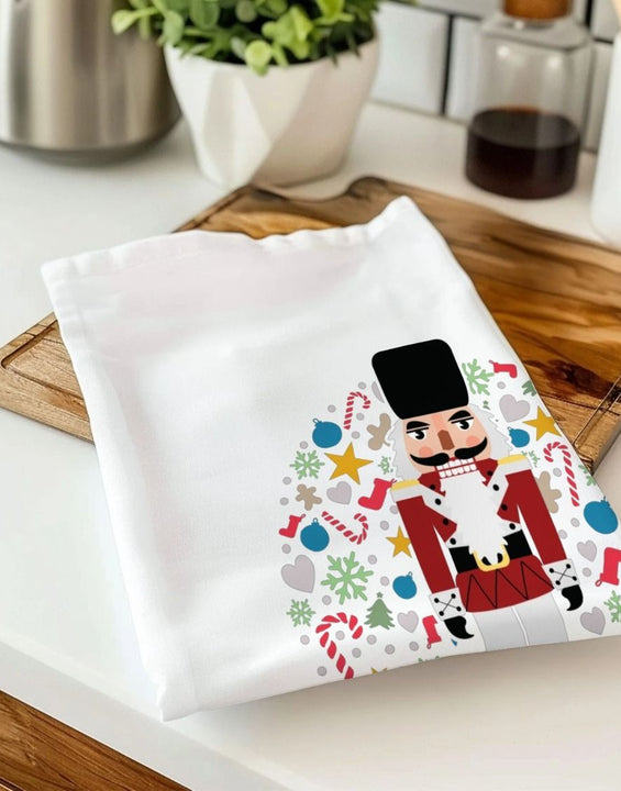 Christmas Nutcracker Organic Printed Tea Towel