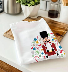 Christmas Nutcracker Organic Printed Tea Towel