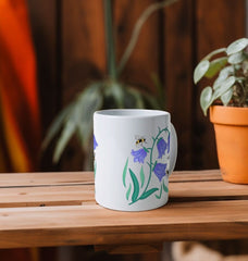 Floral Bluebells Natural Ceramic Mug