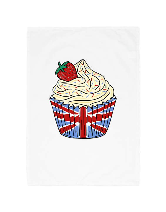 Britisches Cupcake-Geschirrtuch aus Bio-Baumwolle