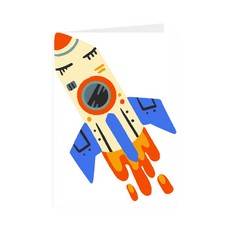 Space Rocket Greetings Card White 7