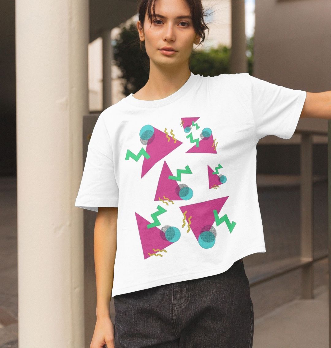 80s Style Retro Abstract Cropped Top