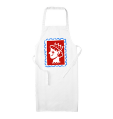 British Queen Stamp Organic Cotton Kitchen Apron White One Size